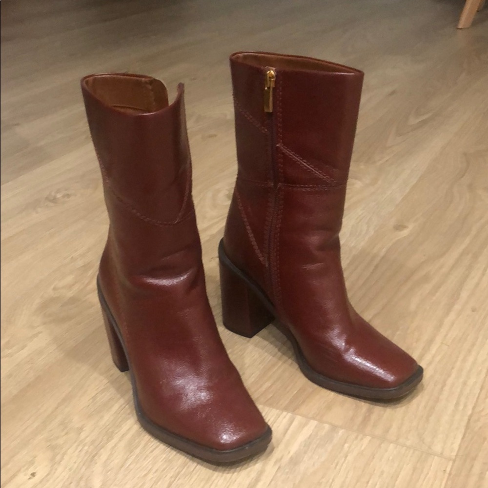 Franco Sarto Mahogany Leather Boots